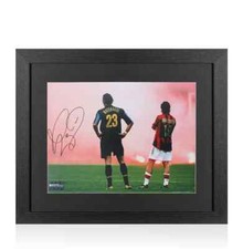 Marco Materazzi Signed Internazionale Photo In Black Wooden Frame: Derby Days