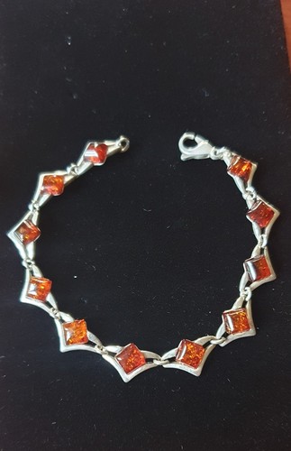 Amber silver vintage - , bracelet