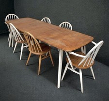 Vintage Ercol Grand Windsor Extending Dining Table with 6 chairs 1960s PROJECT