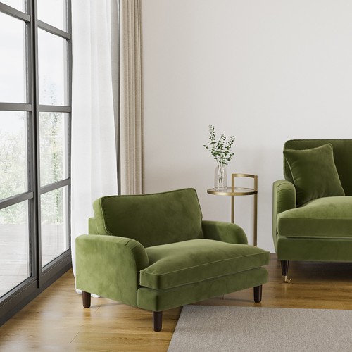 Olive green velvet - olive,