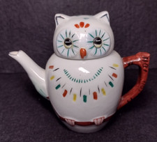 Vtg Porcelain Owl Teapot
