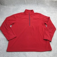 Rohan Jumper Mens Large Red Pullover Sweater Microgrid Stowaway 1/4 Zip Layer