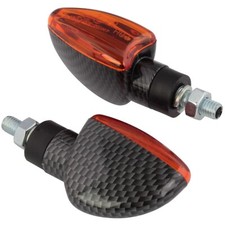 Bike It Motorcycle Indicators Short Stem Mini Spear Carbon Housing ROAD LEGAL