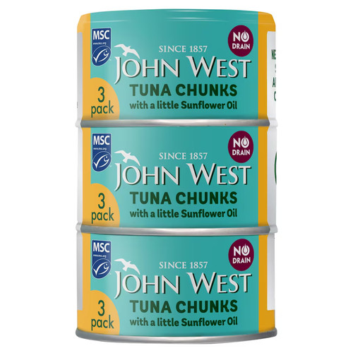 John west drain tuna chunks - john, no