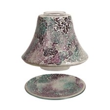 Aroma Accessories Decorative Crackle Mosaic Candle Jar Shade & Tray Set - Teal