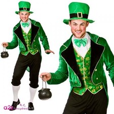 Mens Deluxe Leprechaun Costume Adults Irish St Patricks Day Xmas Elf Fancy Dress