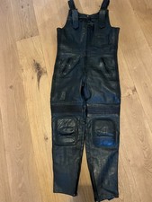 Black leather biker dungarees