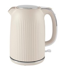 George Home Electric Kettle 1.7L Cream Ribbed Fast Boil Stainless Steel