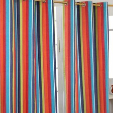 Multi, New England, Osaka Stripes Ready Made Eyelet Curtain Pair 