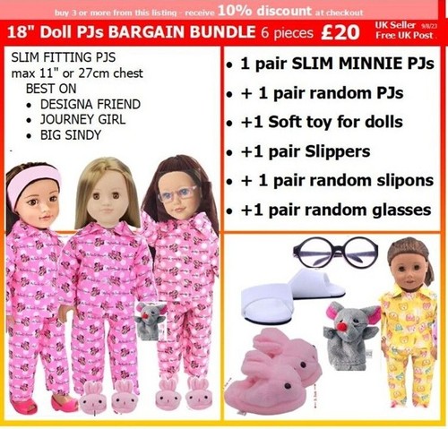 Bundle slim doll clothes - slim, 18"
