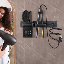Wall Mounted Hair Dryer Straightener Holder Shelf Stand Storage Organizer W/ Cup