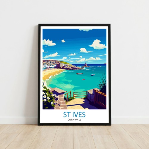 Ives cornwall travel poster - ives,