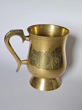 Vintage Engraved Brass Tankard