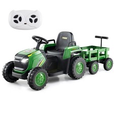 Kids Ride on Tractor 12V Electric Vehicle Gray Green