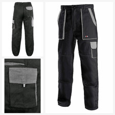 100% Cotton Black Trousers Work Painters Builders Decorators Tradesman Pants 