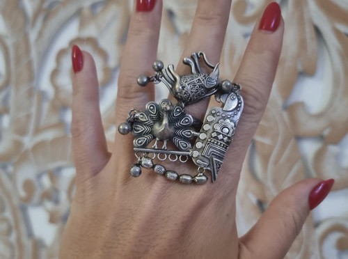 Oxidised silver animal ring - oxidised,