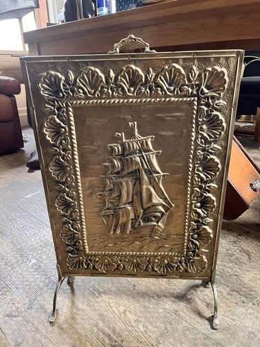 Vintage solid brass fireplace - brass,