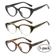 3 Pack Cat Eye Reading Glasses
