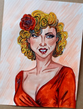 Marilyn Monroe Portrait Painting Iconic Hollywood Star Art 8x6''