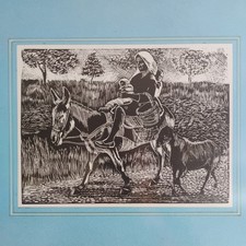 Framed Wood Cut Engraving