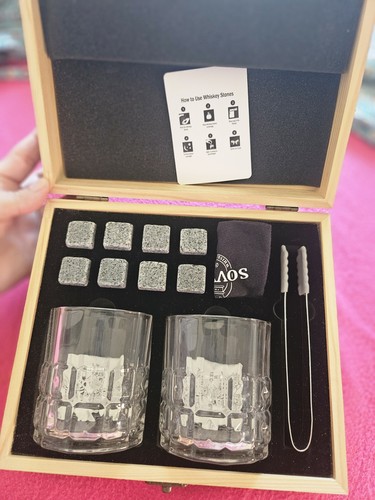 Whiskey stones glasses gift - &,