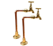 Traditional Copper and Brass Kitchen Belfast Sink Taps, Rustic Style Taps (T33)
