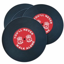 Liverpool FC 4 Pack Record Coasters - Kitchen Accessories