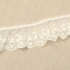 Gathered Lace Cream 2.25"/6cms Embroidered Tulle  Frilled Lace