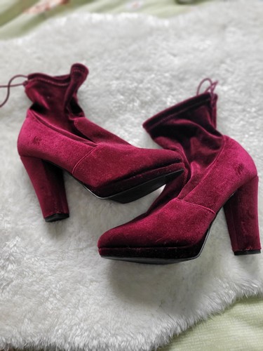 Burgundy velvet ankle - burgundy,