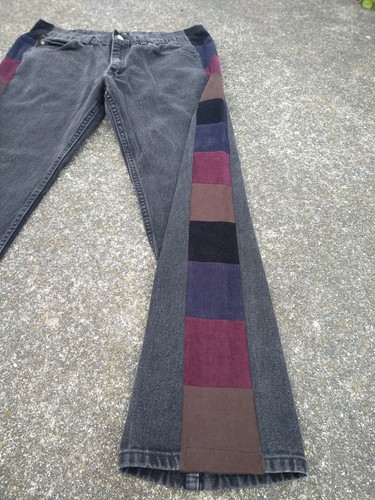 Mens black patchwork jeans - black,
