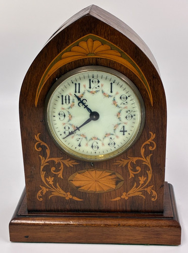 Edwardian wooden mantel clock - edwardian,