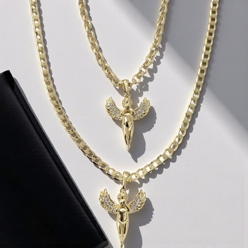 9ct gold angel pendant - gold, xp