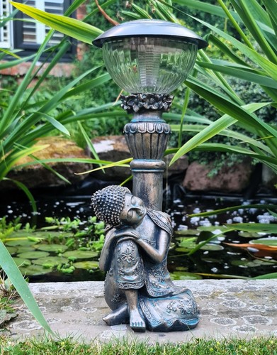 Garden ornament solar buddha - ornament,