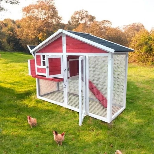 Wooden chicken coop with run - coop, |