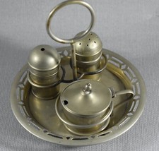 VINTAGE SILVER PLATE SALT PEPPER CONDIMENT SET 