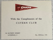 ORIGINAL CAVERN CLUB COMPLIMENTS SLIP BOB WOOLER LIVERPOOL - THE BEATLES