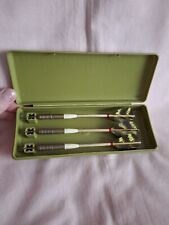 MILBRO CLUB DARTS RARE VINTAGE WOOD AND FEATHER IN GOOD USED VINTAGE CONDITION.