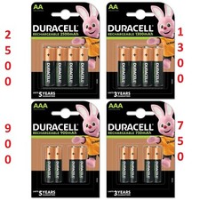 4X Duracell AA&AAA Ultra Rechargeable Batteries 750,900,1300,2500 mAH PreCharged