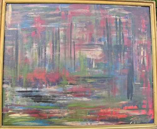 Fine old vintage abstract oil