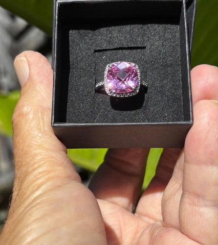 Pink topaz ring - pink, rhodium