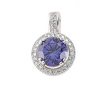 Tanzanite Pendant Halo Cluster Tanzanite Necklace Sterling Silver Platinum Plate