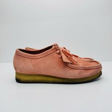 Clarks Originals Wallabies Suede Shoes Peach Salmon Casual Mod Ska UK 9 G