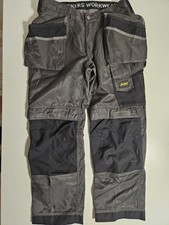 Snickers 3212 Work Trousers 92 New 33” Waist 30” Leg Holster Pockets Grey