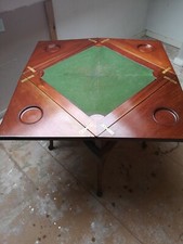 Vintage wooden folding card table 