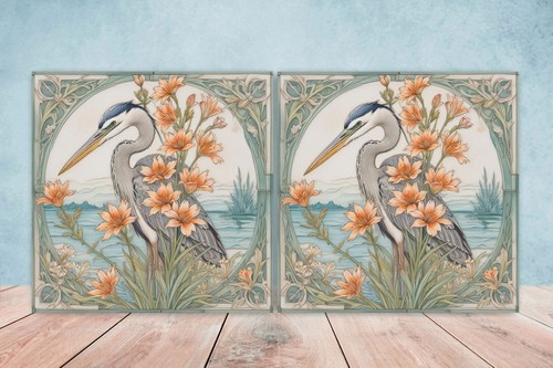 Art nouveau heron bird - heron,
