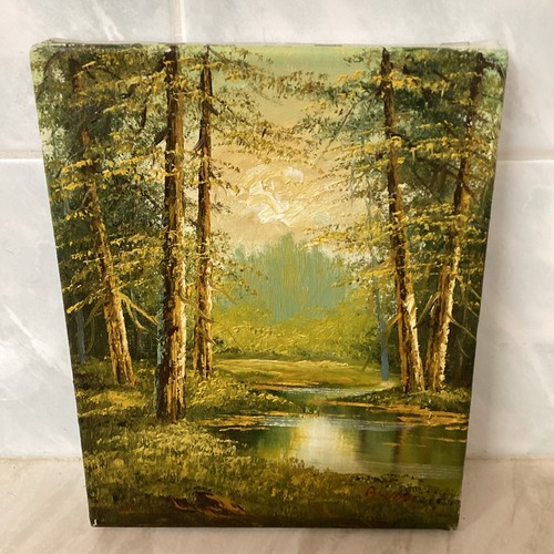 Canvas woodland lake scene - canvas,