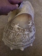 Cameo Style Carved Conch Shell Large