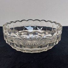 Pressed Glass Trifle Bowl Clear Vintage 20cm Diameter Scalloped Edge Cut Pattern