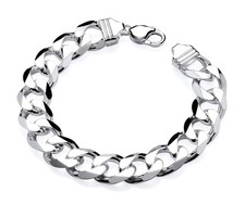 925 Sterling Silver Large Men's Curb Bracelet Chunky 15mm Wide - HEAVY