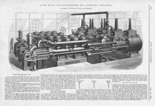 HENRY R WORTHINGTON High Pressure Oil Pumping Engines Antique Print 1889